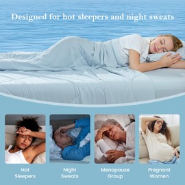 Cozy Bliss Cooling Comforter Queen Size, Cooling Blankets for Hot Sleepers and Night Sweats, Blue Summer Comforter for Queen Size Bed, Breathable Soft Lightweight Silk Smooth