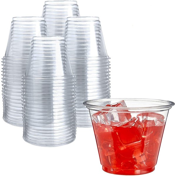 250 Clear Plastic Cups | 9 oz Plastic Cups | Clear Disposable Cups | PET Clear Cups | Plastic Water Cup | Plastic Wine Glasses | Clear Plastic Party Cups | Bulk Plastic Tumblers