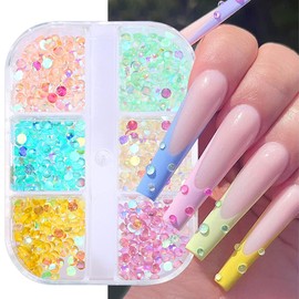 Aurora Mermaid 3D Bubble Beads Nail Charms, 6 Grids Mixed Color Crystal Gems, Flatback Rhinestones for DIY Nail Art
