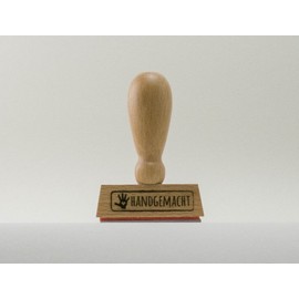 Stempel, Handmade with Hand and Heart, 45 mm x 12 mm, Wood stempel