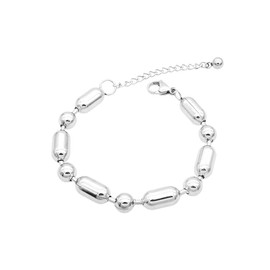 JSEA Stainless Steel 6mm 8mm Ball Bead Chain Bracelet Silver Bamboo Chain Link Bracelet Women Men, no gemstone,
