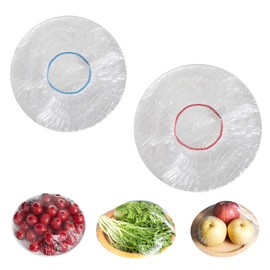 PVWSG 200Pcs Plastic Bowl Covers, Reusable Elastic Stretch Food Covers, High Strength Transparent Universal Plastic Wrap for Food 2 Size
