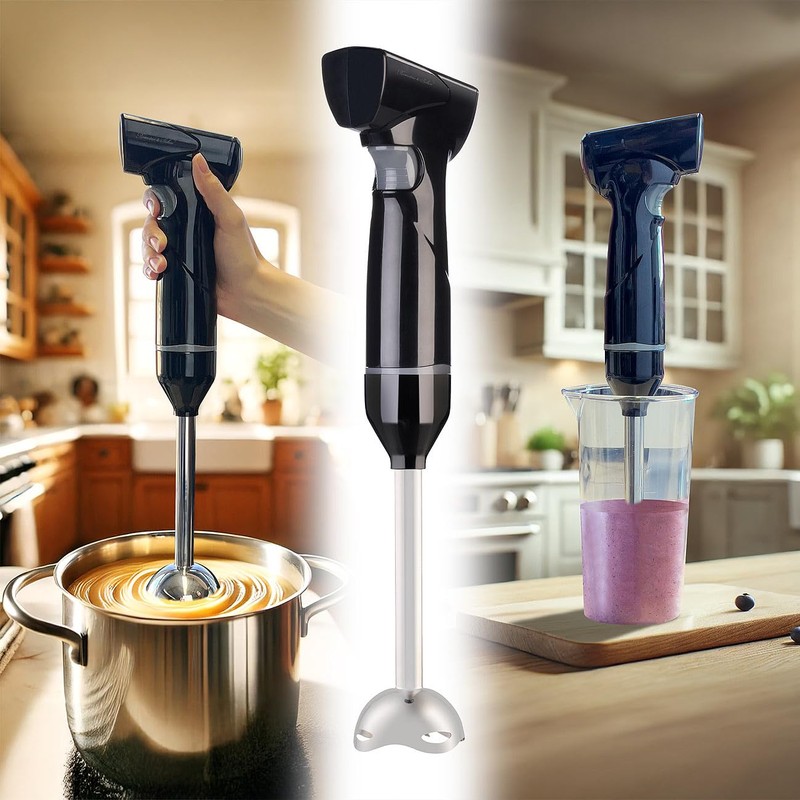 Rosenstein & Söhne Hand Blender, Stainless Steel Cordless Stick Blender