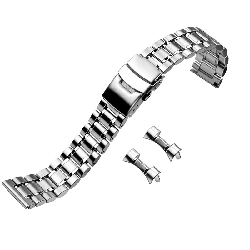 Hstrap 20mm Brushed Watch Band, Curved End Straight End Metal
