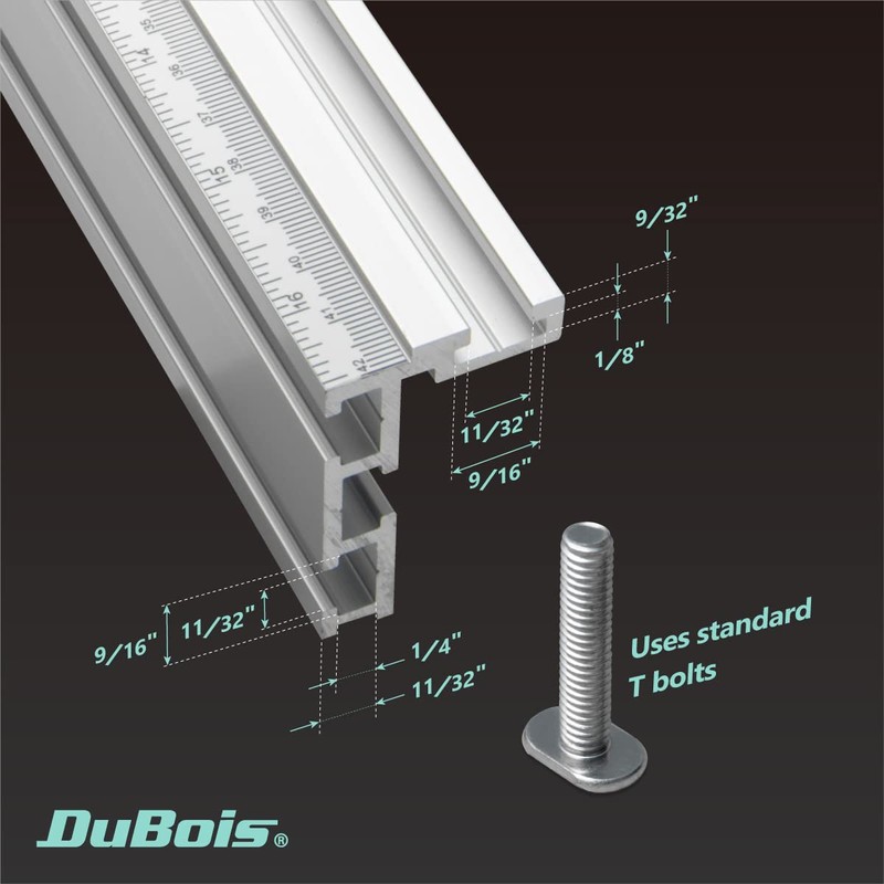 DuBois 51009 Aluminum Miter Gauge Fence with Tape Measure Right