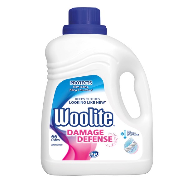 Woolite Damage Defense Liquid Laundry Detergent, 66 Loads, Regular and HE Washers, 100 Fl Oz, Packaging may vary