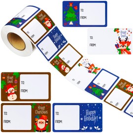 Outus 500 Pieces Christmas Tags Self Adhesive Gift Tags for Xmas Presents Christmas Name Tags Labels Stickers for Wrapping Paper Festival Birthday Holiday Decor(Modern Style,2.76 x 1.57 Inch)