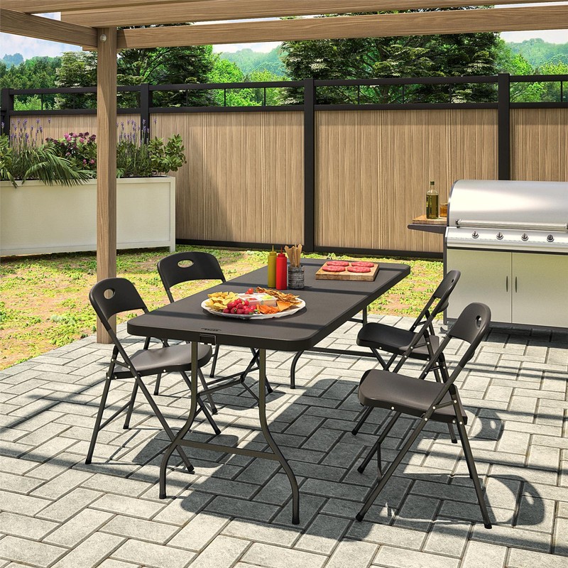 CoscoProducts COSCO Solid Resin Folding Chair, 4-Pack, Black