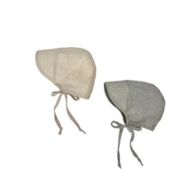 Baby Sun Hat UPF 50+ UV Linen Brimmed Stripe Bonnet Cotton-Lined for Boys Girls Infant Child Cap Kids Swim Hat L Size Beige Color