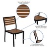 Flash Furniture Lark Outdoor Stackable Side Chair with Faux Teak