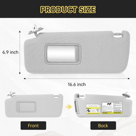 74320-35A91-B1 Left Driver Sun Visor with Vanity Light Compatible with to yo ta 4Runner 2010-2024 Replaces 74320-35A91-B1, 7432035A91B1, 74320 35A91 B1, 74320-35A90-B1, 7432035A90B1 (Gray)