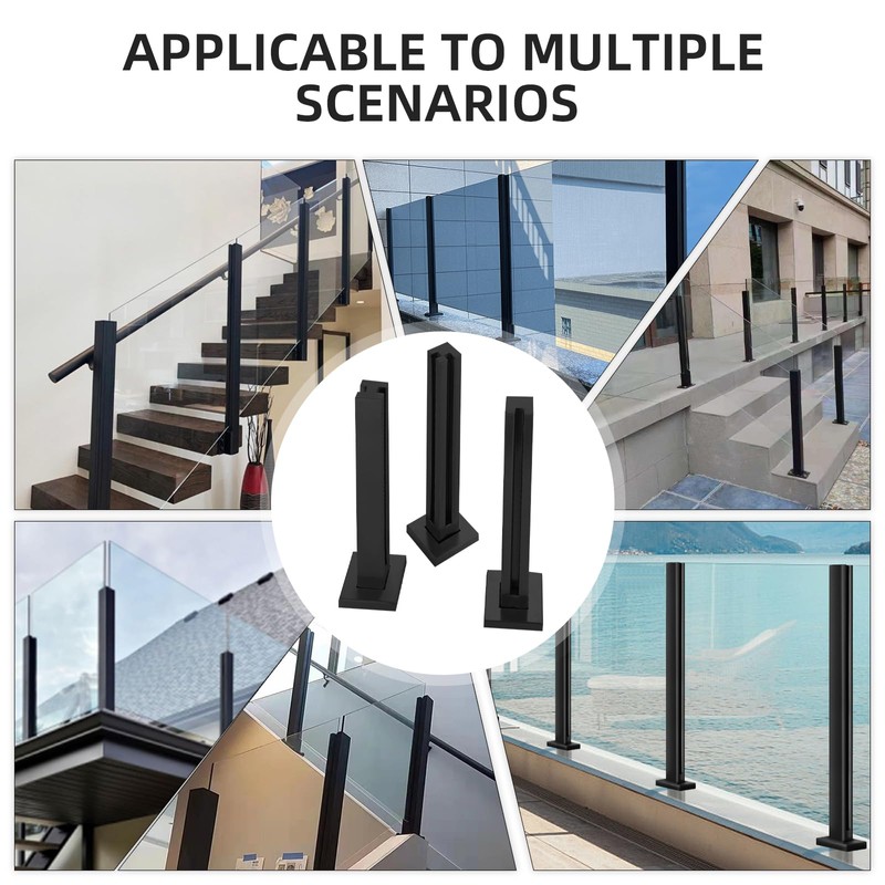 Cvter Glass Railing Post, 24-47 in, No-Punch / 304 Stainless
