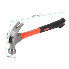 2 PCS 8oz Claw Hammer, Framing Hammer with Rubber Grip, 27.5cm Carbon Steel Hammer for Carpenter Tools