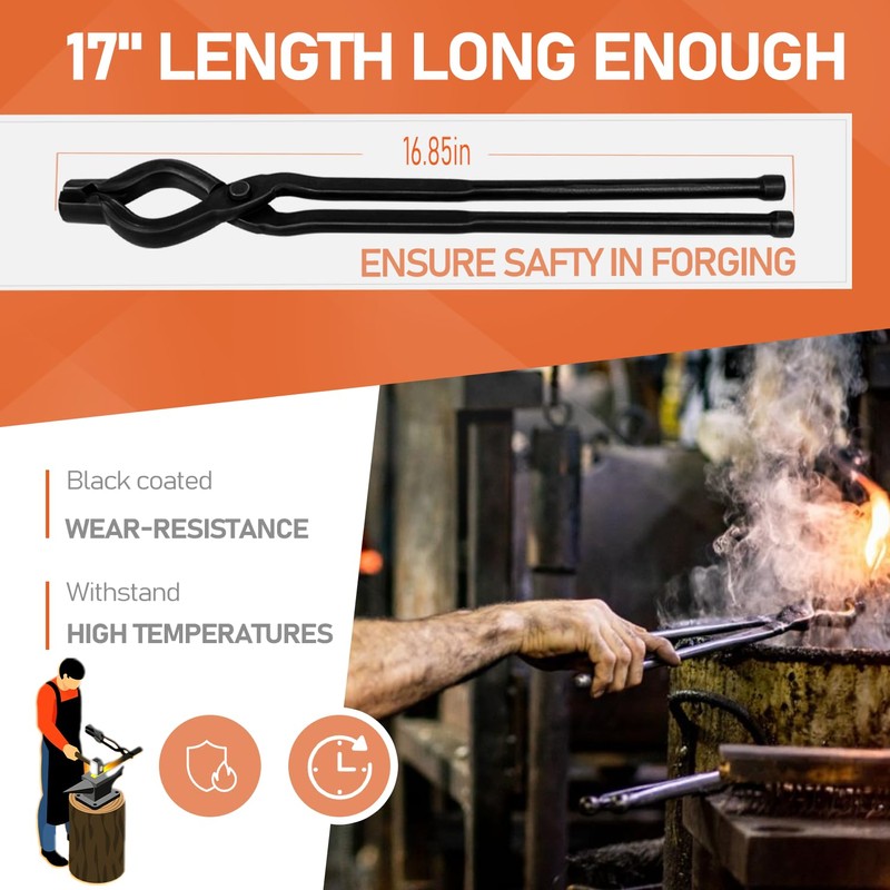 Bzsunway 17" V-Bit Bolt Knife Making Tongs, Blacksmith Bladesmith Anvil