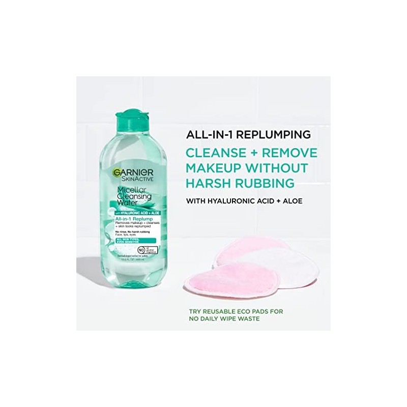 Garnier SkinActive Micellar Water with Hyaluronic Acid, Facial Cleanser Makeup