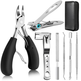 Toenail Clippers Set with Large Clippers for Thick Nails, 7 Piece Dental Tools Kit