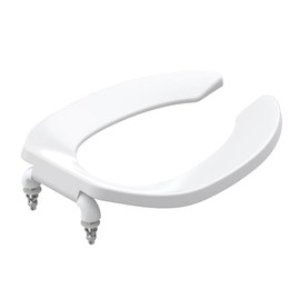 Commercial Heavy Duty Open Front Toilet Seat Without Cover Will Never Loosen and Reduce Call-Backs,Public Toilet Lid Elongated Safe, for Office,Church,Hospital(White 18.5")