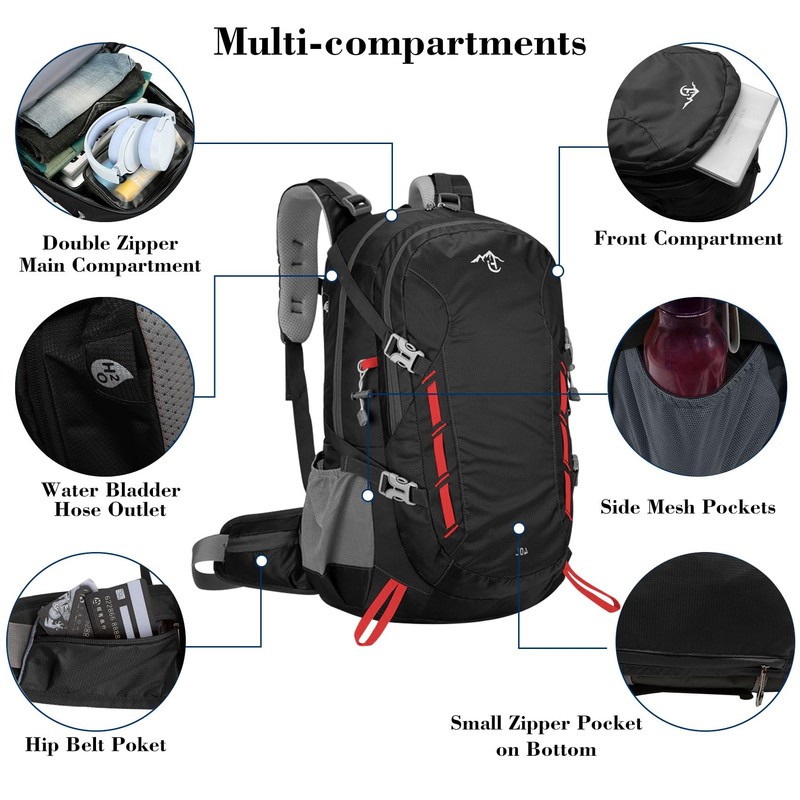 Long Keeper 40L Hiking Backpack Camping Daypack with Waterproof Rain