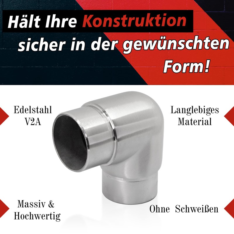 PRIOstahl Round Elbow Pipe Connector Plug Fitting Corner Connector Round