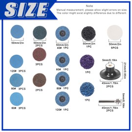 Glarks 30Pcs Sanding Discs Assortment Kit, 2 Inch Quick Change Discs, Black, Purple, Blue, Aluminum Oxide, Zirconium Oxide, Wool, Poly, Compatible with Die Grinder, Surface Rust Removal