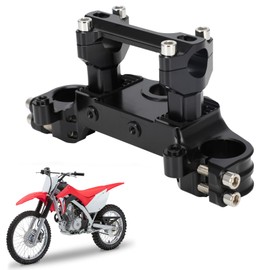 USTPO Motorcycle Top Triple Clamp 7/8" 22MM Upper Triple Tree Bar Mount with Risers Set CNC for CRF 110 CRF110F 2013-2024 CRF125F CRF125FB 2019-2024 CRF 110F 125F 125FB Black