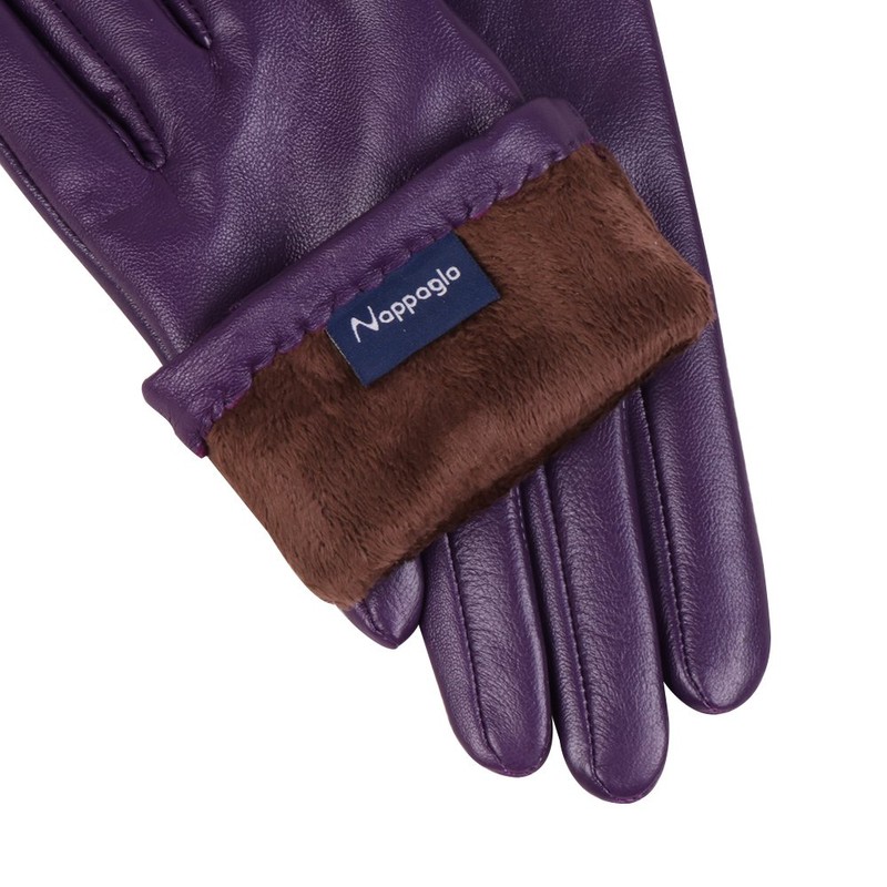 Nappaglo Nappa Leather Gloves Warm Lining Winter Button Decoration Imported