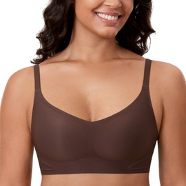 MELIWOO Women's Wireless Bras Comfortable Bralette No Underwire Seamless Bra Invisible Padded Support Smoothing Hazelnut 32B