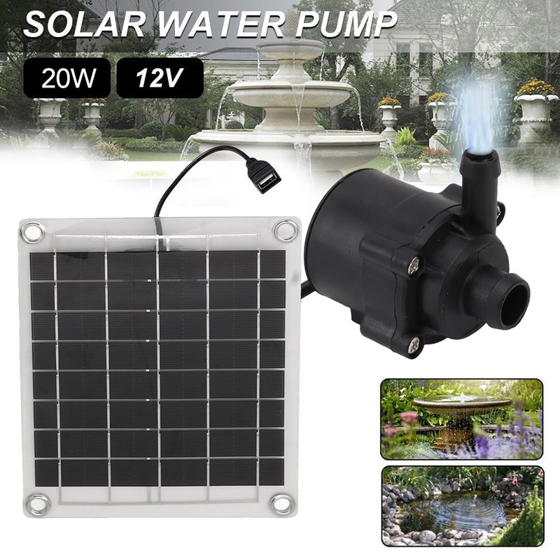 Solar, 20W 16.4ft Water Lift Adjustable Water Volume Solar Water