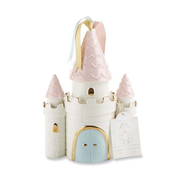 Baby Aspen Simply Enchanted Ceramic Porcelain Princess Castle Piggy Bank Room Decor & Gift, Multicolored