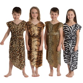 Charlie Crow Caveman or Cavegirl Costume for kids. Zebra pattern. One size 5-9 years