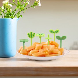 24 PCS Four-Leaf Food Picks for Kids,Fun Bento Picks, Cute Cartoon Four-Leaf Fruit Food Toothpicks,Reusable Kids Lunch Accessories for Bento Box, Lunch Bento Box Picks for Toddler(Green)