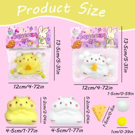 Fortivae Taba Squishy, Pack of 2 Hamster Squeeze Toy, Squishy Toy, Squishy Fidget Toys, Anti Stress Toy, Hamster Anti-Stress Toy, for Children and Adults