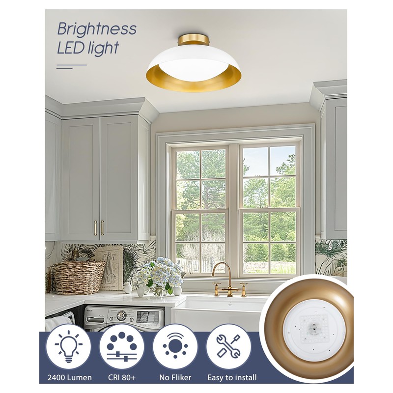kudos Flush Mount Light Fixture, 16-inch LED Ceiling Light Fixture,