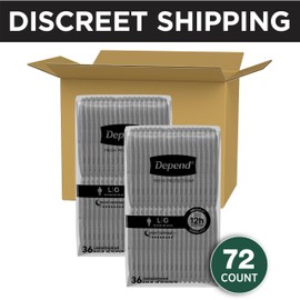 Depend Night Defense Adult Diapers, Incontinence Underwear for Men, Disposable, Overnight, Large, Grey, 72 Count, Packaging May Vary