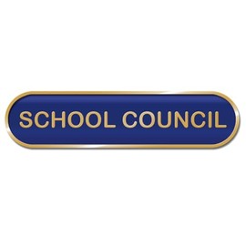 School Council School Bar Badge - 45mm x 10mm - Enamel on Metal - Safety Pin Fixing - Epoxy Coating (BLUE)
