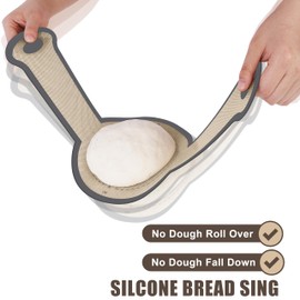 Sourdough Silicone Bread Sling, Non-Stick & Easy Clean Dutch Oven Baking Mat with Longer Handles, Silicone Baking Sling to Transfer SourDough Easily, Reusable Bread Mat Set with Storage Bracelet