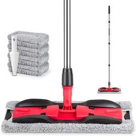 Microfiber Mop Hardwood Floor Mop for Floor Cleaning-  Floor Mop with 4X Reusable Pads, Dust Wet Mops with Adjustable Handle Flat Mop Commercial Home Use for Laminate Tiles Hardwood