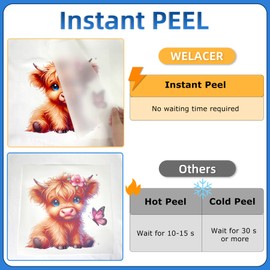 Welacer DTF Transfer Film Roll 13 Inch x 328 FT for Glossy Clear Pretreat Sheets, PET Heat Transfer Paper for Inkjet Printer Direct Print on T shirts Textile(Hot & Cold Peel)