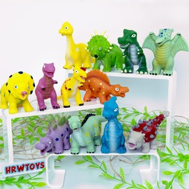 No Hole Baby Dinosaur Bath Toys 12 PCS for Toddler, Mold Free Kids Bathtub Pool Toys, Play at Every Places toddler dinosaur toys, Gift Box