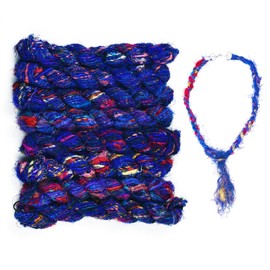 KISSITTY Pure Silk Cord 13 Yards Medium Blue Gradient Color Silk Yarn 2-5mm Colorful Decorative Thread for DIY Braid Necklace Bracelet Earring Jewelry Making Knotting Crafting Hair Decor