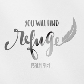Decal Stickers of You Will Find Refuge Psalm 91-4 (Metallic Silver) (Set of 2) Premium Waterproof Vinyl Decal Stickers for Laptop Phone Accessory Helmet Car Window Mug Tuber - USCsticg22143SI