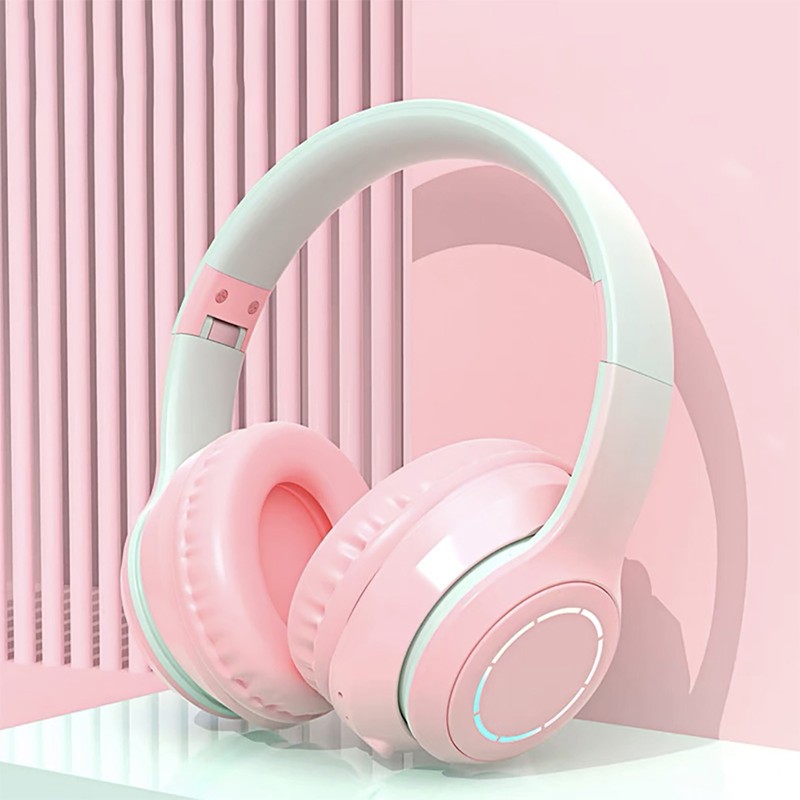 Bluetooth Headphone Heavy Bass Noise Cancelling Foldable Gradient Color Wireless