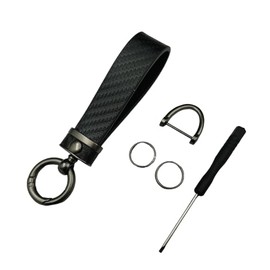 Car Keychain, Carbon Fiber Automotive Key Chain with Anti-Lost D-Ring and Clip (Black, One size)