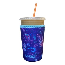 Koverz Medium Violet Whimsy Neoprene Iced Coffee Sleeve, 24 Oz, Fits 22-24 Oz Cups