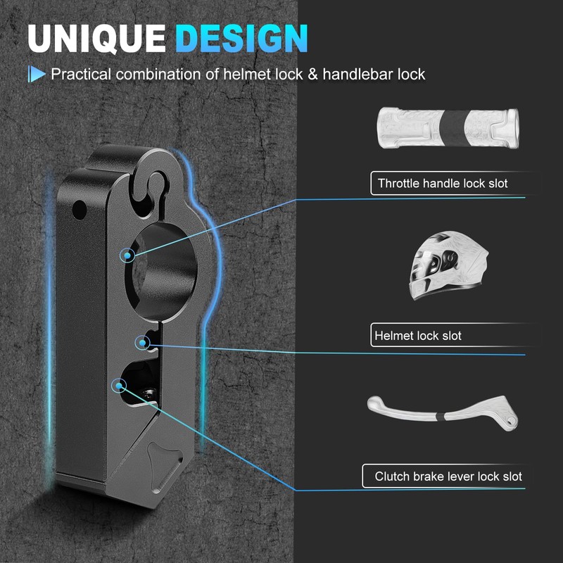 SKYJDM Motorcycle Lock Combo - Helmet and Brake Anti-Theft Grip