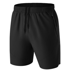HMIYA Pantaloncini Running Uomo Leggero Sportivi Shorts Asciugatura Veloce Palestra Corsa Calzoncini con Tasca con Cerniera(Nero,EU-M/US-S)