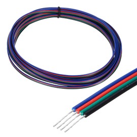 sourcing map 28 Gauge 4 Conductor Electrical Wire Tinned Copper Cable 15FT Flexible Stranded Hook-up Wire for LED Strips Lamps Residential Wiring Car Circuit