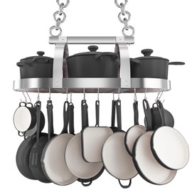 KES Hanging Pot Rack Ceiling Mount, Pot and Pan Rack, Pot Hanger, Kitchen Storage, Pot Rack Organizer with 20 S Hooks, Chrome, KUR221S85-CH