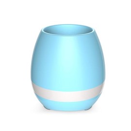 Smart Music Flower-Pot Planter, Touch-Play Indoor Plant-Pot, Wireless Bluetooth Speaker Rechargeable, Muti-Color LED Lights Bowl Vase, Gift, 4 Inch. (6, Blue)