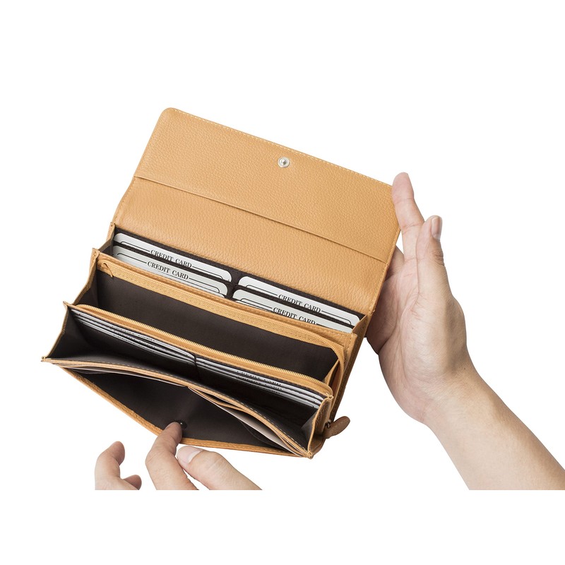 Kyowa Ostrich Long Wallet, Women's, Genuine Leather, Half Point, navy